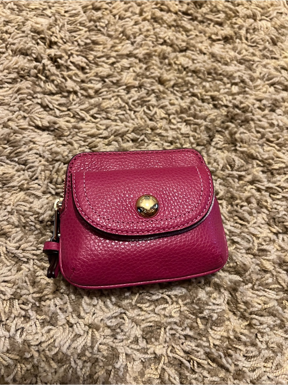 Coach Pebble Leather Pennie Card Case In Bright Violet NWTS!